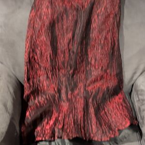 Gorgeous Karen Warren Red / Black Metallic Shiny Cocktail Evening Skirt